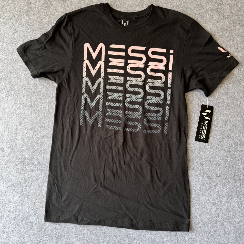Messi Collection Graphic T-Shirt Small Black Pink Cotton Soccer Tee